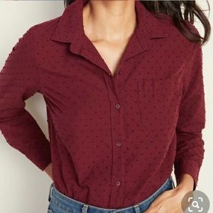 Old Navy Textured Burgundy Button Down Shirt Size XS